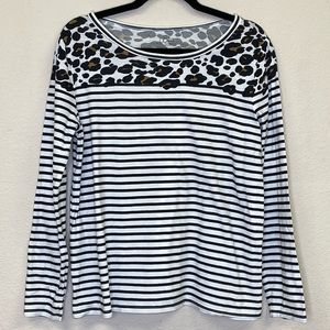 Loft Animal Print/Striped Top Size Large